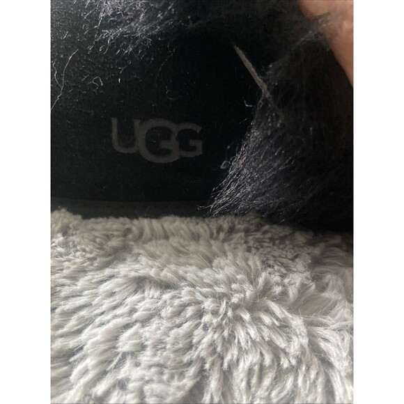 New Women's 100% UGG Scuff Sis Fluffy Fuzzy Slipper Sandals Shoes Black Size 10 - Picture 5 of 16